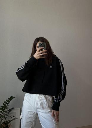Adidas худи черный оверсайз женский кофта черная