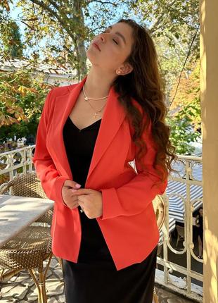 Женские жакеты пиджаки kontatto оранжевый офисный деловой