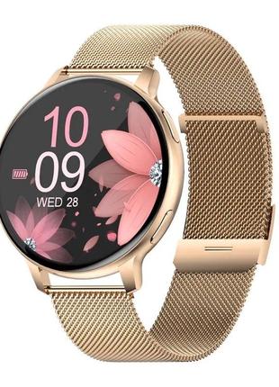 Смарт-часы женские SENBONO S53 Gold (тонометр, пульсоксиметр, ...
