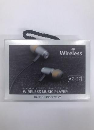 Навушники вакуумні з мікрофоном Bluetooth металл AZ-27
