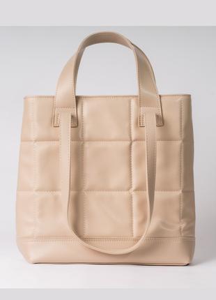 Женская сумка с двумя ручками бежевая сумка бежевый шопер шоппер
