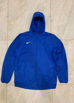 Куртка спортивна вітровка nike футбольна синя з капішоном дощовик