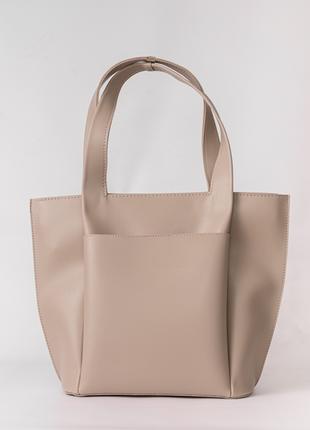Женская сумка бежевая сумка бежевый шопер шоппер классическая