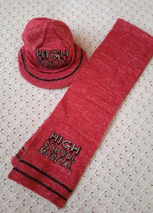 Комплект для девочки шапочка шарфик демисезонный набор шапка ш...