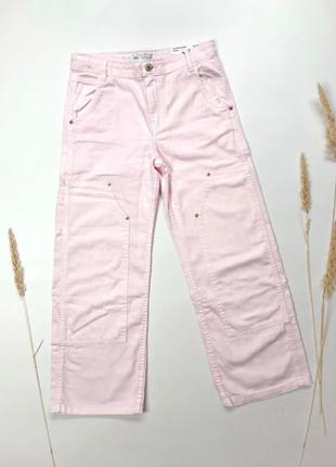 Джинси прямого крою Zara, джинси рожеві Zara, джинси широкі