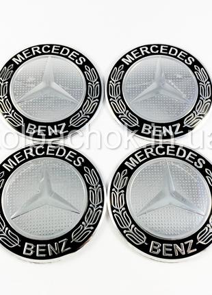 Наклейки для колпачков на диски Mercedes-Benz черный кант/2 (6...