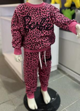 Костюм для дівчинки леопардовий принт рожевий barbie 5-6 років
