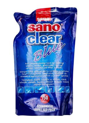 Средство для мытья стекол sano clear blue 750 мл (запасной бло...
