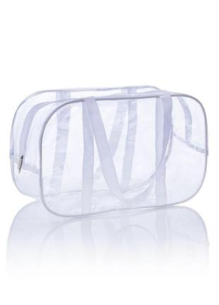 Прозрачная сумка xl(65*35*30) с ременными ручками в роддом, белый