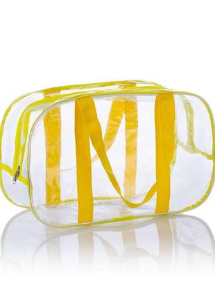 Прозрачная сумка m(40*25*20) с ременными ручками в роддом,лимон
