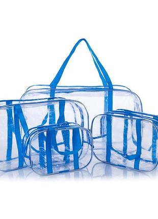 Набор прозрачных сумок (s, m, l, xl) с ременными ручками василёк