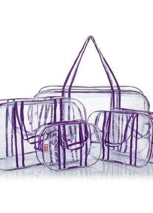 Набор прозрачных сумок (s, m, l, xl) с прозрачными ручками фио...
