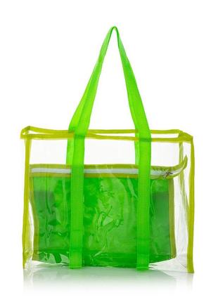 Прозрачная  пляжная сумка шоппер лайм