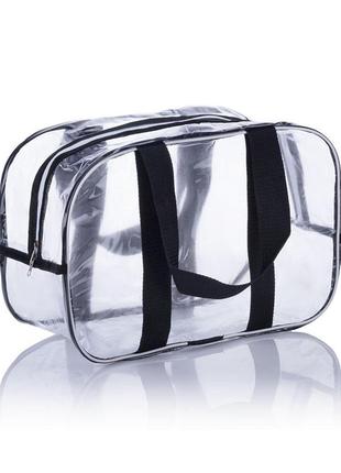 Прозрачная сумка m(40*25*20) с ременными ручками в роддом, чёрный