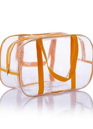 Прозрачная сумка l(50*32*23) с ременными ручками в роддом, жёлтый