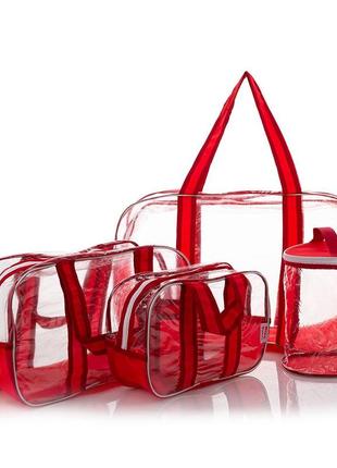 Прозорі сумки в пологовий будинок + органайзер червоний