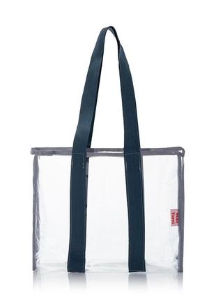 Прозрачная  пляжная сумка шоппер серый
