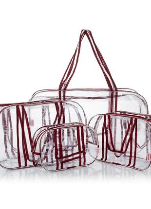Набор прозрачных сумок (s, m, l, xl) с прозрачными ручками мар...