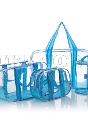 Прозрачные сумки в роддом (s, m, l) + органайзер - цилиндр гол...