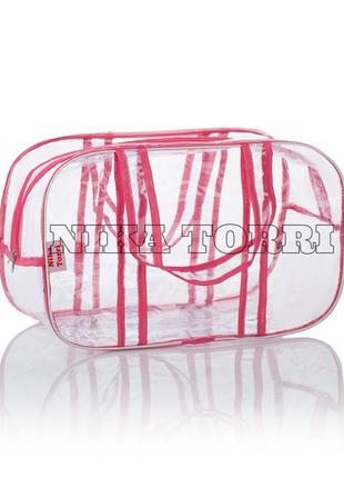 Прозрачная сумка l(50*32*23) с прозрачными ручками в роддом,  ...