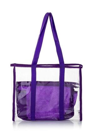 Прозрачная  пляжная сумка шоппер фиолетовый