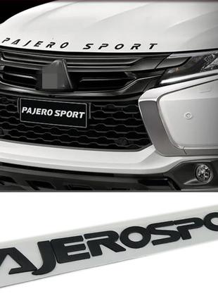 Эмблема надпись Pajero Sport, Mitsubishi (чёрный, матовый)