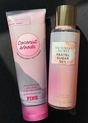 Набор спрей лосьон victoria’s secret pink coconut woods pastel...