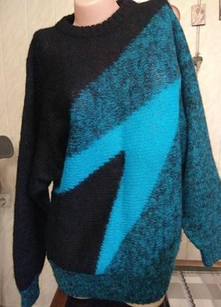 Montana винтажный мохеровый свитер  трехцветный узор