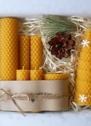 Зимний теплящий 💛 набор свечей из пчелиной вершины, свечи на под