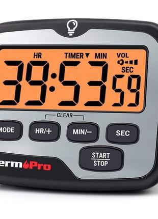 Кухонный цифровой таймер ThermoPro TM01 с функцией часов, регу...