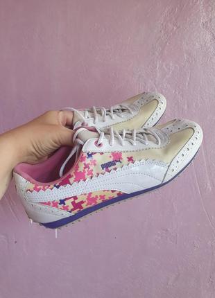 Кроссовки белые с розовым puma