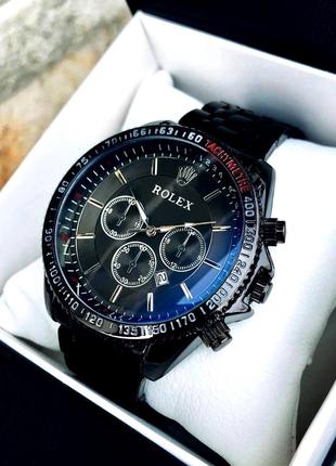 Суперкрутые мужские часы Rolex кварцевые в черном цвете