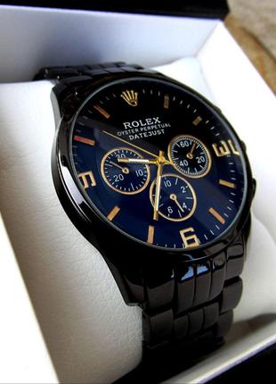 Шикарний Чоловічий кварцові годинник Rоlex в чорному кольорі