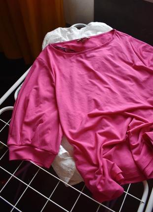 Яркая элегантная розовая блуза h&amp;m большой размер