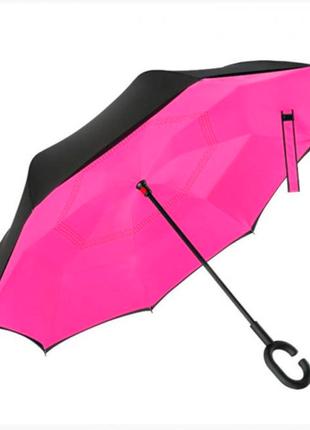 Зонт обратного сложения Up-Brella Розово-Красный ветрозащитный...
