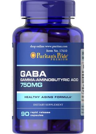 Аминокислота Puritan's Pride Gaba 750 mg, 90 капсул