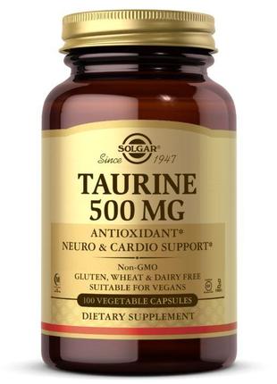 Аминокислота Solgar Taurine 500 mg, 100 вегакапсул
