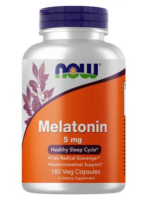 Натуральная добавка NOW Melatonin 5 mg, 180 вегакапсул