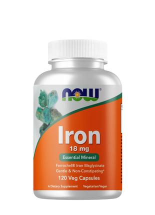 Вітаміни та мінерали NOW Iron 18 mg, 120 вегакапсул
