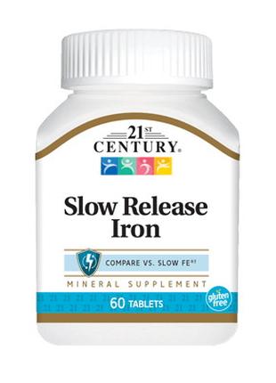 Витамины и минералы 21st Century Slow Release Iron, 60 таблеток
