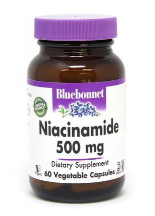 Витамины и минералы Bluebonnet Niacinamide 500 mg, 60 вегакапсул