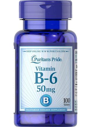 Витамины и минералы Puritan's Pride Vitamin B-6 50 mg, 100 таб...