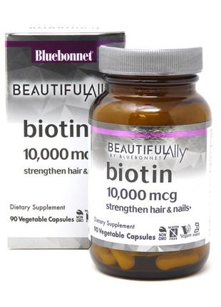 Витамины и минералы Bluebonnet Biotin 10000 mcg, 90 вегакапсул...