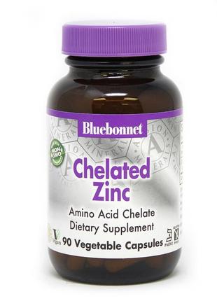 Витамины и минералы Bluebonnet Albion Chelated Zinc, 90 вегака...