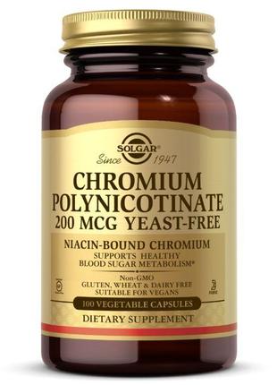 Витамины и минералы Solgar Chromium Polynicotinate 200 mcg, 10...