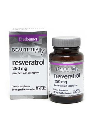 Натуральная добавка Bluebonnet Resveratrol 250 mg, 30 вегакапс...