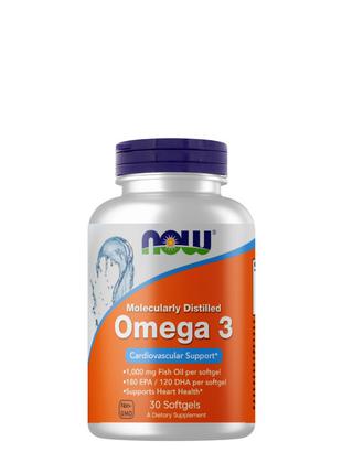 Жирные кислоты NOW Omega-3, 30 капсул