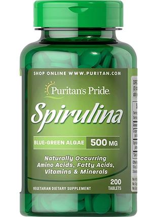 Натуральная добавка Puritan's Pride Spirulina 500 mg, 200 табл...