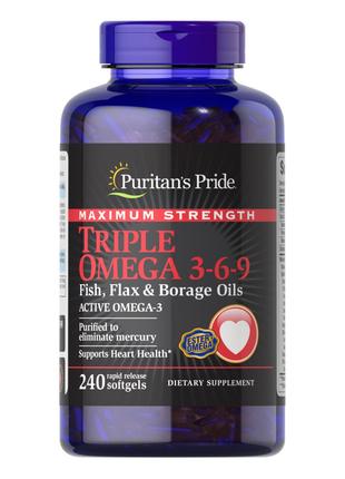 Жирные кислоты Puritan's Pride Triple Omega 3-6-9 Fish, Flax &...