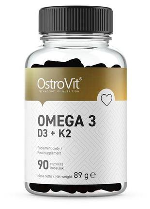 Жирные кислоты OstroVit Omega 3 D3+K2, 90 капсул